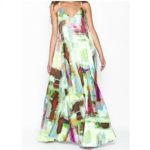 NWT Nicole Miller New York Watercolor Maxi Dress!